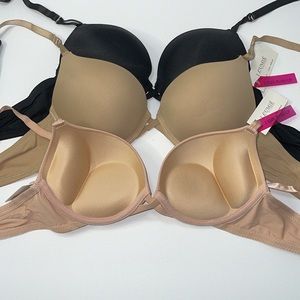 Bundle 3 Pieces Super Push Up Extreme Double Padded Add 2 Cup Size Bombshell Bra